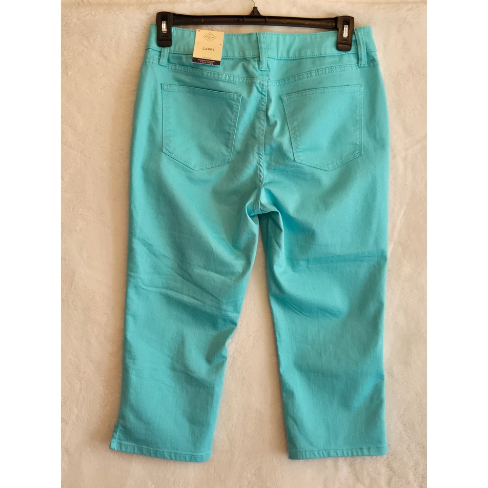 St Johns Bay Aqua Sail Blue Capri Pants Womens 12 New Repreve Cropped Trousers - Picture 2 of 10